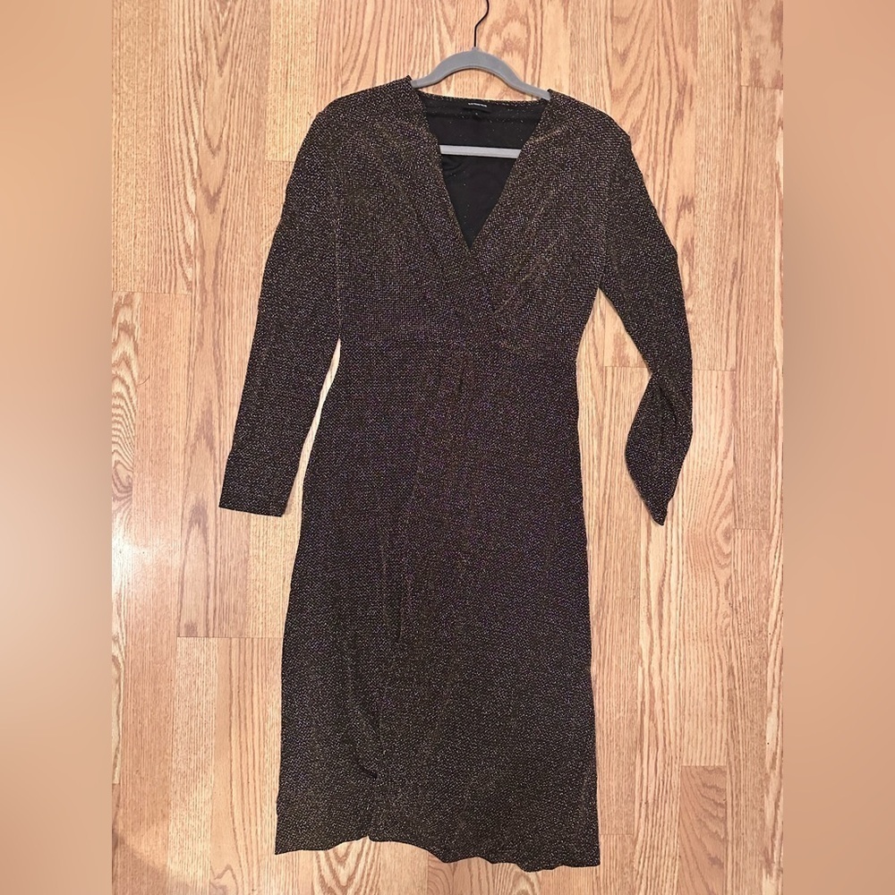 Long Sleeve Black Sparkle Glitter Dress Size Small‎